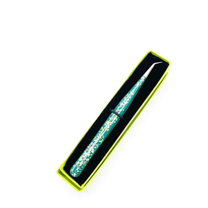 Pince à épiler DANTRIC IMPLANTS QP-345 en acier inoxydable avec finition pailletée verte, antistatique, pointe lisse pour les sourcils - Product Image 3