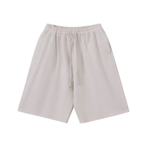 Shorts Bermuda en Coton Uni pour Homme, Taille Élastique, Fermeture à Cordon, Tissu Respirant, Style Taille Mi-Haute - Product Image 1