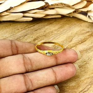 Latest Design Trendy Boho <b>Labradorite</b> <b>Ring</b> Vintage Brass Bands For Women 18k Gold Plated Filigree Dainty Jewelry Wholesale/OEM - Product Image 5