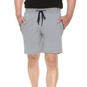 Shorts Bermuda gris pour hommes, couleur unie, avec cordon de serrage à la taille et poches, style décontracté - Product Image 1