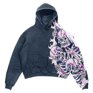 Sudadera con Capucha Personalizada para Hombre, Diseño de Calavera, Estilo Urbano, Oversize, Estampado Gótico, Casual, Moda de EE. UU. y Europa - Product Image 5