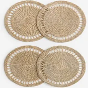 Square natural woven rattan <b>drink</b> <b>coasters</b> set with matching storage holder box, rustic mats available at wholesale prices. - Product Image 2