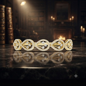 Luxury Yellow Gold Diamond <b>Infinity</b> Link Bangle <b>Bracelet</b> Elegant Openwork Fine Jewelry Women's Wedding Anniversary Gift - Product Image 1