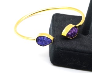 Natural Druzy Stone Adjustable Bangles with German <b>Silver</b> | Handmade Druzy Gemstone <b>Cuff</b> Bangle | Fashion Jewelry for Women - Product Image 3