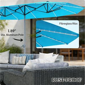 Ombrellone da Esterno Blu per Terrazzo e Patio con Base - Product Image 3