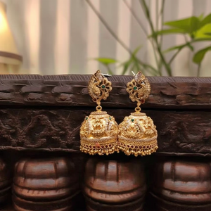 Fine Dangle Earrings Temple Jewelry Design Jhumki - Product Image 3