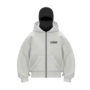 เสื้อฮู้ดซิปผู้ชายทรงโอเวอร์ไซส์ ผ้าฝ้าย 100% เฟรนช์เทอร์รี่ สีพื้นลำลอง โลโก้ด้านหน้า ระบายอากาศได้ดี เหมาะสำหรับใส่ในฤดูใบไม้ร่วง - Product Image 3