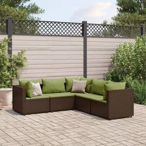 Conjunto de Muebles de Jardín de 5 Piezas en Ratán Sintético Marrón - Product Image 1