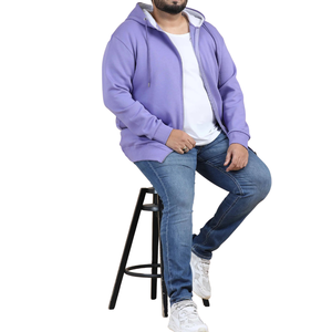 Sweat-shirt à capuche confortable pour hommes grande taille, uni, respirant, en tissu tricoté, vente en gros - Product Image 3