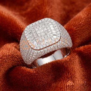 Luxury 925 Sterling <b>Silver</b> Iced Out Square Signet <b>Ring</b> Cluster <b>Men's</b> <b>Ring</b> Hip Hop Jewellery Big Bold <b>Mens</b> Iced Out <b>Ring</b> - Product Image 4