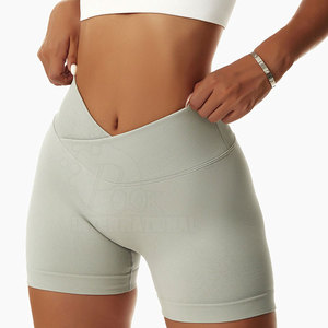 Shorts de Yoga de Cintura Alta para Mujer, Color Sólido, Transpirables, Deportivos, Cintura Elástica, Verde Claro - Product Image 3