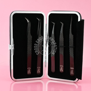 Pinzas de volumen con punta de fibra, pinzas para pestañas, aislamiento curvo, pinzas para pestañas, 45 90 grados, herramientas de volumen rusas, agarre de diamante - Product Image 5