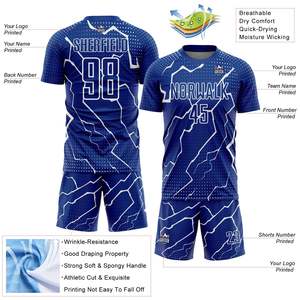 Tenues de football pour hommes 100% polyester, design uni avec logo d'équipe sur les maillots et les shorts, style décontracté, vêtements de football - Product Image 3