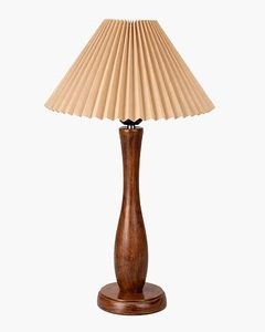 Lámpara de Mesa Artesanal de Madera con Eje y Pantalla de Tela Plegada, Diseño Moderno para el Hogar, Sala de Estar y Uso en Hoteles - Product Image 1