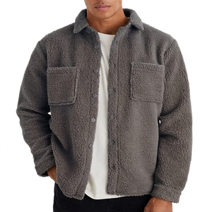 Custom Logo Men's Polar Fleece Jacket <b>Thick</b> Plush <b>Cardigan</b> Windproof Warm Loose Fit Solid Button Casual Winter Outdoor Jacket - Product Image 2