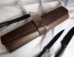 Étui à couteaux de chef en cuir, 6 emplacements, sac à couteaux en cuir, étui à couteaux de chef professionnel - Product Image 4