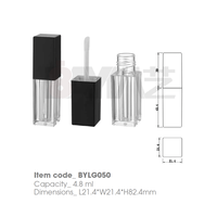 Tubes à gloss carrés en plastique transparent, conteneurs vides avec bouchon à vis noir pour le stockage de liquides