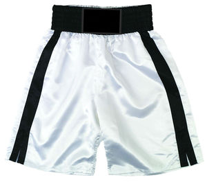 Youth Professional Satin Boxing <b>Trunks</b> White/Black Made Your Own Designs in Reasonable Price for Unisex Jiu Jitsu kimono - Product Image 1