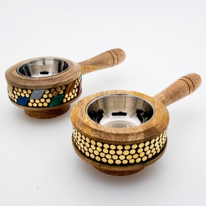 Quemador de Incienso de Madera Moderno Hecho a Mano, con Incrustaciones de Sándalo, Tazón de Acero Inoxidable, Ecológico, para el Hogar - Product Image 2