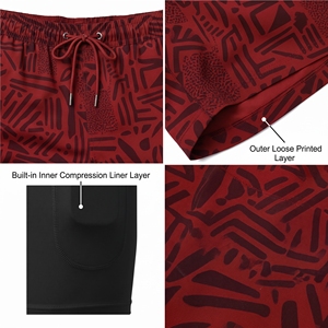 Mens <b>Swim</b> <b>Shorts</b> Compression <b>Liner</b> Solid 100% Polyester Mid Quick Dry Beach Surfing Drawstring Waist Pocket Swimming <b>Shorts</b> - Product Image 3