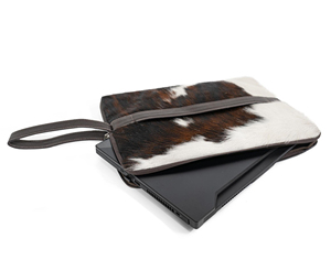 Housse pour ordinateur portable en cuir véritable fait main avec fourrure de vache, étui mince de protection, sacoche de créateur pour ordinateur portable LHLS-0005 - Product Image 2