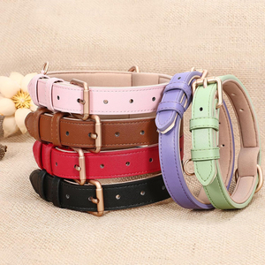 Collar de Perro de Cuero Rosa de Lujo con Hebilla Dorada, Ajustable y Acolchado, para Perros Pequeños, Medianos y Grandes - Product Image 5