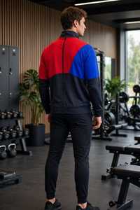 เสื้อแจ็คเก็ตแทร็คบล็อกสีสำหรับผู้ชาย คอตั้ง ซิปหน้า แขนยาว สไตล์สปอร์ต - Product Image 2