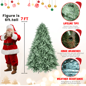 Albero di Natale Artificiale Blu-Verde da 2,1 m con Punte Miste, Filo Memory e Filo in Ferro, Base da Tavolo Premium con Cerniere - Product Image 2