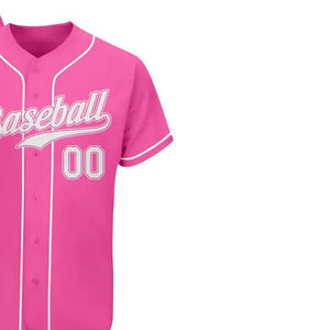 Uniforme de Béisbol Rosa Personalizado de Alto Rendimiento para Hombre, 100% Algodón, Impresión DTF, Camisa Deportiva con Botones, Logotipo OEM, Venta al Por Mayor - Product Image 2