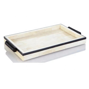 Plateaux de service et de rangement en os incrusté blanc et noir pour mariages, fêtes et événements – Plats de service très tendance pour la décoration de table - Product Image 1