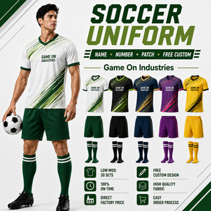 Conjunto de Camiseta, Pantalones Cortos y Calcetines de Fútbol Personalizados, Cuello en V, Ropa de Entrenamiento Ligera, Venta al Por Mayor - Product Image 1