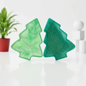 Customized Eco-Friendly Waterproof Resin Christmas <b>Tree</b> Shape Handicraft Indoor Tabletop Decor <b>with</b> Ornament Green Color - Product Image 2