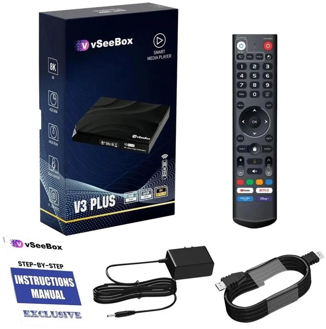 VseeBox V3 Plus 8K Android 11 TV Box 4GB RAM 64GB Storage US Smart Free High-Speed Streaming BT 5.0 Remote Dual Band Wi-Fi No