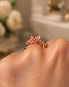 Fancy Vivid Pink 2.02CT Oval Cut Diamond Romantic <b>Ring</b> For Women's Lab Grown 14K Rose Gold Wedding <b>Proposal</b> Gift For Her - Product Image 5