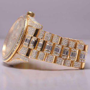 Fully Iced Out VVS Leb Grown Diamond Stainless Steel Customized Design Round Dial Hip Hop <b>Watches</b> For Men - Product Image 3