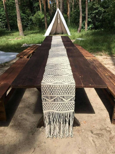 Boho Style Handmade Luxury White Macrame Cotton Tassels Knotted <b>Table</b> <b>Runner</b> Customized <b>Table</b> <b>Runners</b> Wholesale 14 X 78 Inches - Product Image 4