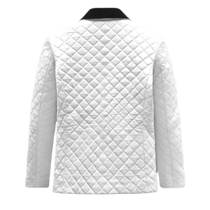 Blazer Acolchado Blanco para Hombre, Solapa Negra, Corte Entallado, Chaqueta de Un Solo Pecho, Estilo Casual Elegante - Product Image 4