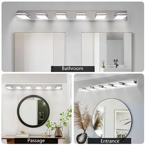 Applique murale moderne en chrome à LED pour salle de bain, design élégant et minimaliste, 6 lumières, économe en énergie et facile à installer - Product Image 6