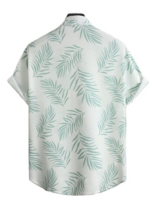 Men's Solid Button-Up Short Sleeve Shirt Shorts Set Swim Trunks Summer Outfit 100% Cotton Quick Dry 180g - Product Image 3