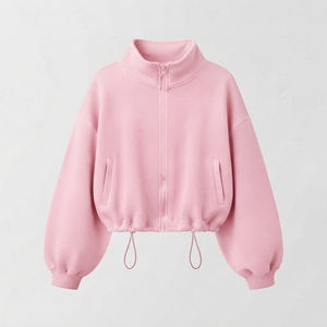 Chaqueta de Forro Polar Ecológica y Transpirable para Mujer, Color Personalizado, Manga Larga, Cuello Camisero, Cierre de Cremallera, Resistente al Viento, para Invierno - Product Image 2
