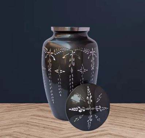 Urna Cilíndrica Moderna Art Deco Hecha a Mano en Aluminio/Latón/Hierro para Cenizas Patrióticas/de Veteranos, Capacidad Personalizable, con Impresión - Product Image 1