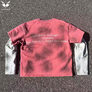 Proveedor de Ropa Exterior, Estilo Nuevo, Diseño Único, Camisetas con Pedrería para Hombre, Impresión Digital, Lavado Ácido, Camisetas con Gráficos Dobles - Product Image 3