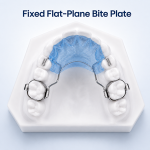 Plaque d'occlusion orthodontique fixe à plan plat, appareil dentaire personnalisé avec bandes molaires, guide occlusal en acrylique, usine de laboratoire OEM - Product Image 1