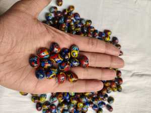 Perles en verre soufflé Millefiori Murini de la marque FE en gros |   Perles africaines artisanales à motifs ovales/ronds |   Coloré en vrac - Product Image 2
