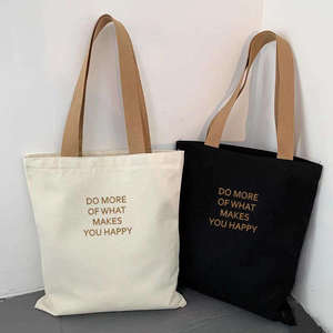 <b>Canvas</b> <b>Tote</b> Bag Medium Size Letter Pattern Top Handle Shoulder Length Daily Use Shopping Bag - Product Image 1