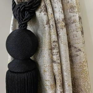 Curtain <b>Tie</b> <b>Backs</b>: Natural Rope & Cotton Tassel Tiebacks - Product Image 1