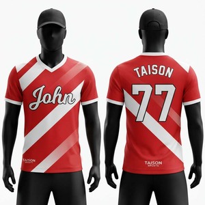 Maillot de hockey sur gazon pour homme en polyester 160 GSM de qualité supérieure, séchage rapide, évacuation de l'humidité, rayures diagonales rouge et blanc, logo personnalisé - Product Image 1