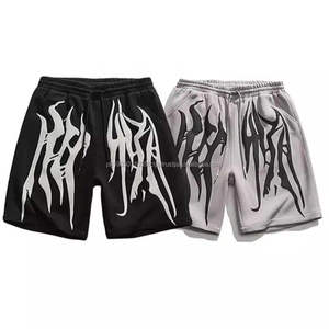 Short lavable à l'acide pour hommes, short vintage personnalisé en polaire de styles strass et imprimé en coton épais vieilli - Product Image 5