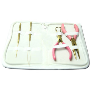 Kit professionnel d'extensions capillaires en acier inoxydable avec outils micro-nano, pinces, aiguille à boucle et perles – Ensemble complet pour salon - Product Image 4