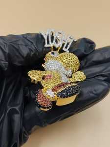 Pendentif Yoshi Iced Out en argent 925, pendentif Hip Hop, pendentif Moissanite VVS, pendentif personnalisé avec pierres multicolores, bijoux fins - Product Image 4